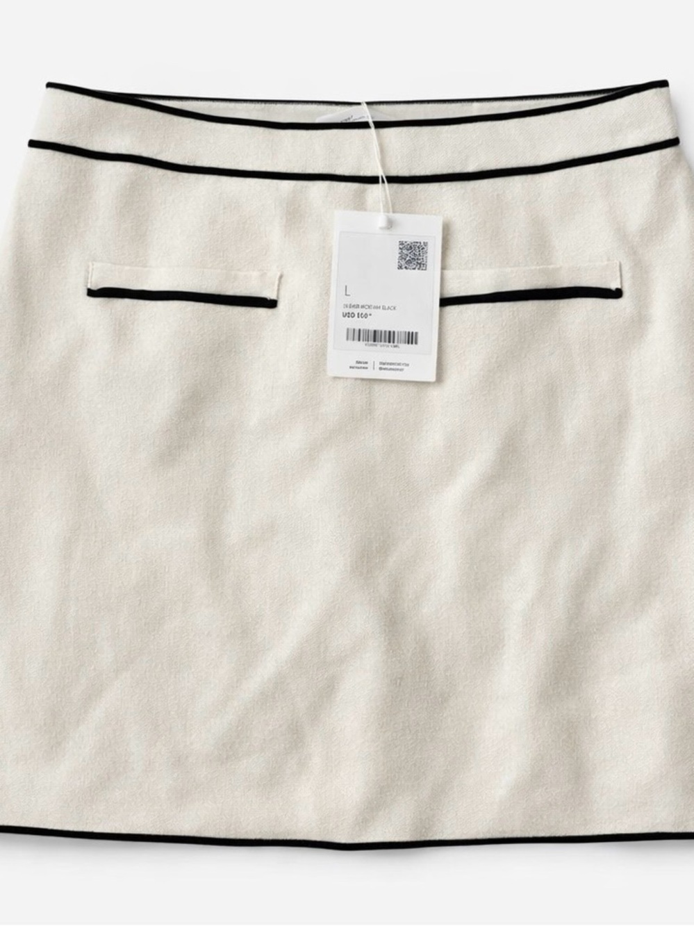 Cream A-Line Mini Skirt with Black Trim